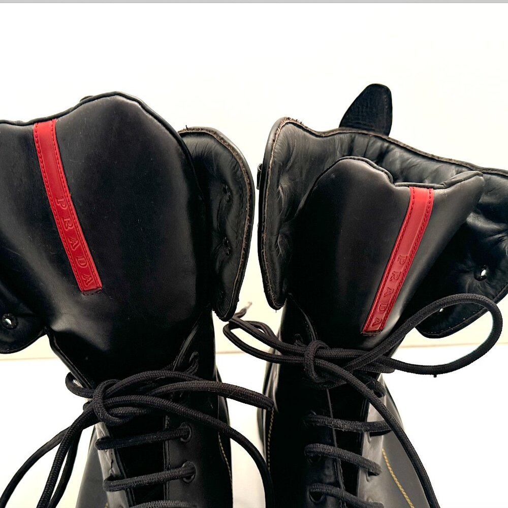 Prada black sports moto leather boots never worn perfect condion amazing boots! - Picture 12 of 14